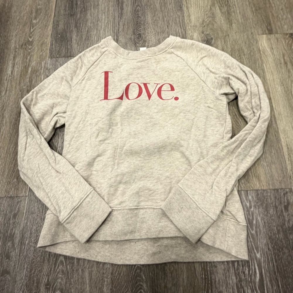 Crewcuts Cream Pullover Sweatshirt with Red "Love." Graphic